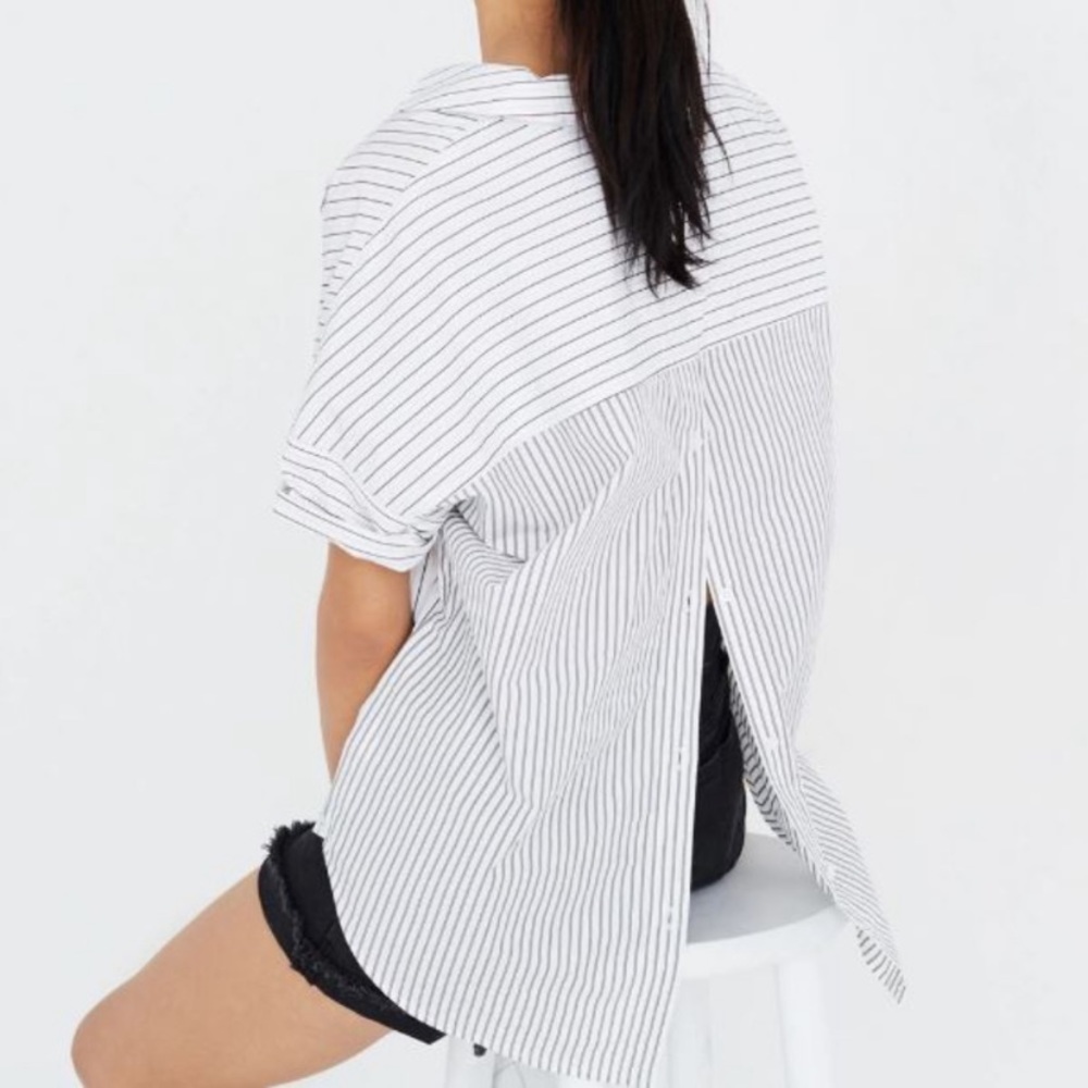 Madewell Courier Button-Back Shirt in Stripe Mix - Picture 1 of 12